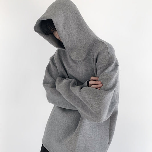 2023 New Korean Fashion Space Cotton Hooded Grey Sweater Men's High end Design Clear Fit Top