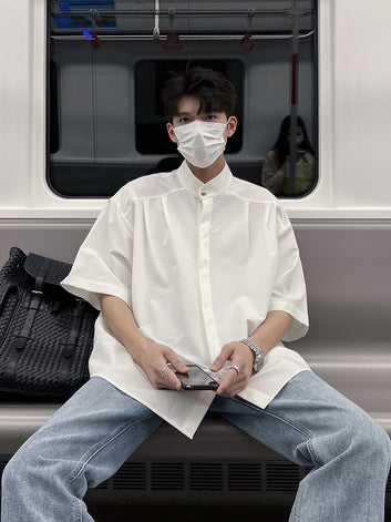 Summer non-ironing new Chinese men's handsome shirt men's short sleeve trendy brand versatile top city boy casual shirt