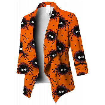 2023 Amazon Independent Station European and American Autumn/Winter Women's Digital Halloween Printed Flip Collar Suit Women's Coat