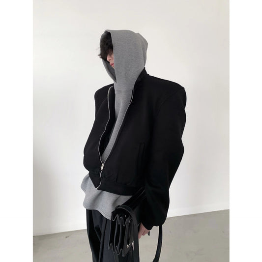 2023 New niche cleanfit design with shoulder pad jacket for men's high-end silhouette, short flying jacket for spring