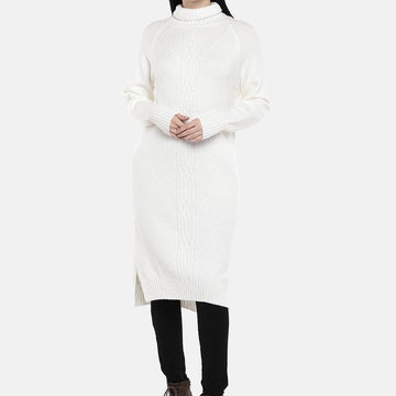 High collared long length sweater