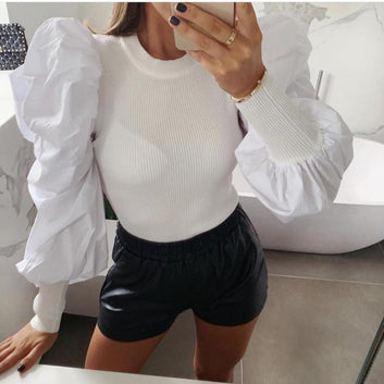 Bubble Sleeves Sexy Slim Fit Long Sleeve T-shirt