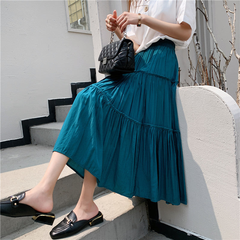 Pleated A-line skirt