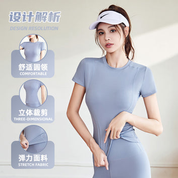 Juyitang Spring and Autumn Thin Sports Tight Short-sleeved Women's Yoga Shirt Women's Southeast Asia Running Fitness T-shirt