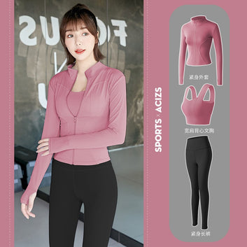 Juyitang yoga clothes women's spring and summer tight and thin gym quick-drying clothes fitness clothes morning jogging sports suits