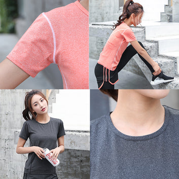 Juyitang spring and summer cationic short sleeves, quick drying, breathable, slim body, sports fitness, yoga short sleeves