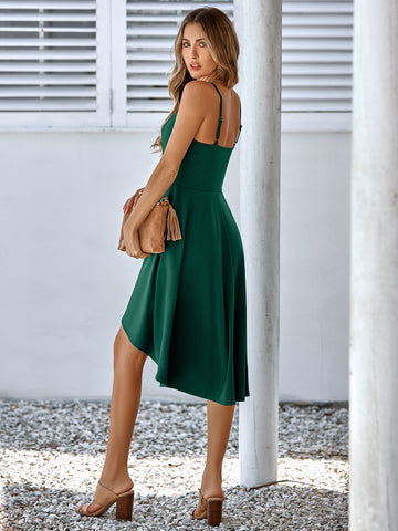 Solid casual ruffle strap dress