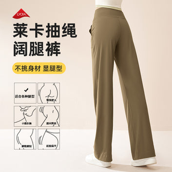 Juyitang loose quick-drying straight wide-leg pants drawstring high-waisted hip lift fitness casual sweatpants women