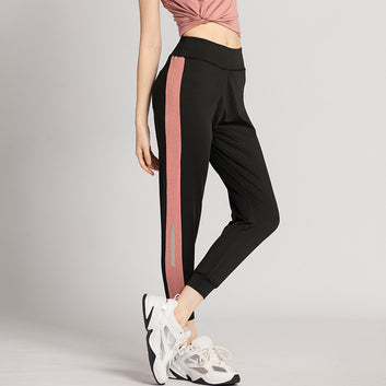 Quick-drying sweatpants women's summer new side stripe reflective stripe loose slacks Leggings running gym pants