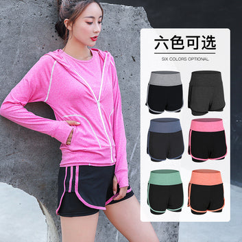 Juyi Tang Fitness Yoga Running Series Liu Genghong Girls' Sports Yoga Pants Casual Elastic Fake Two Piece Shorts