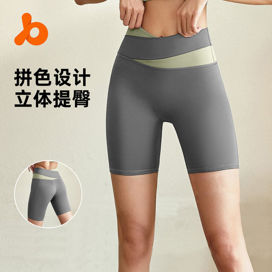 Juyitang summer color-block casual sports shorts quick-drying fitness shorts high stretch nude yoga clothes shorts women