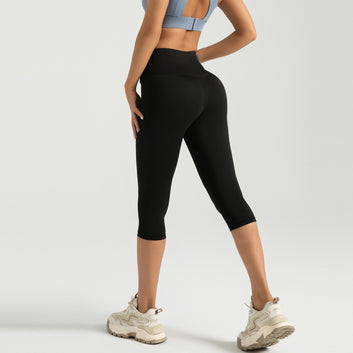 Cross-border zone peach cropped fitness pants high-waisted elastic hip lift yoga peach buttocks sports leggings