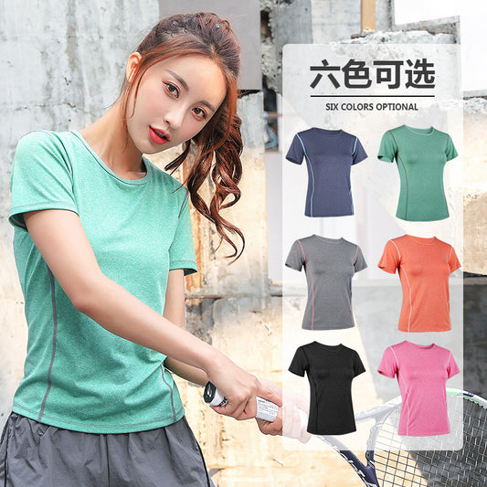 Juyitang spring and summer cationic short sleeves, quick drying, breathable, slim body, sports fitness, yoga short sleeves