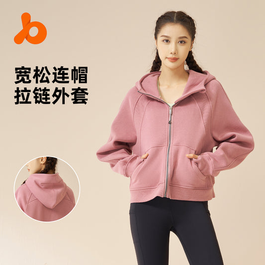 Juyitang autumn and winter new thick hooded sports sweater women's outdoor loose leisure plus velvet coat