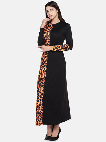 Long Sleeves Leopard Printed Dress