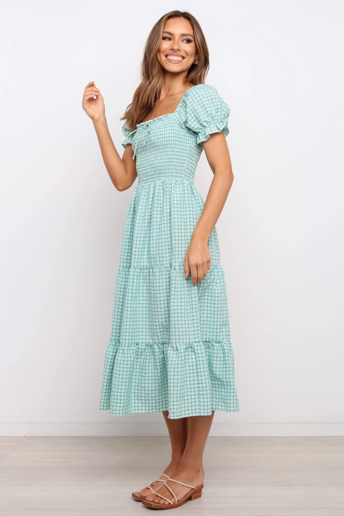 Checkered Tiered Dress